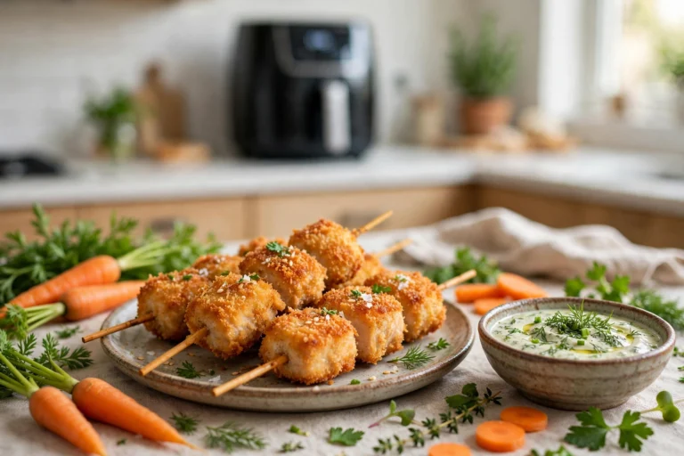 Sate ayam crispy sehat ala jajanan mall dimasak dengan air fryer dan saus creamy